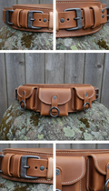 Full-grain leather utility belt brass buckle